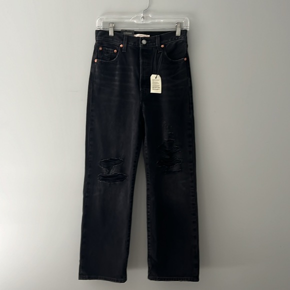 Levi's® Premium RIBCAGE STRAIGHT ANKLE WOMEN'S JEANS in Skewed Break - Black - Picture 7 of 14